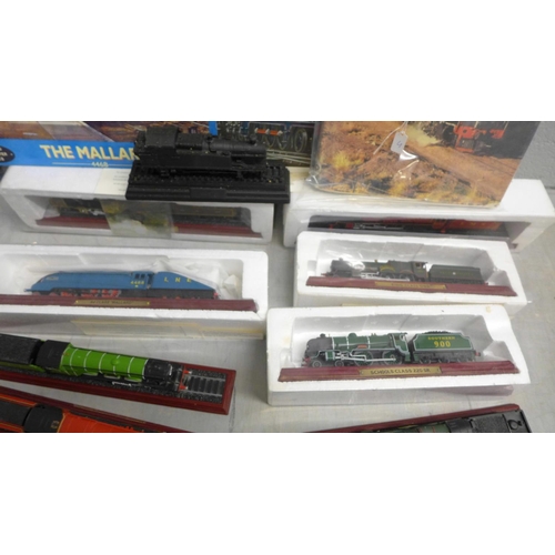 1206 - A collection of model railway locomotives for display, a book, a plaque and pictures **PLEASE NOTE T... 