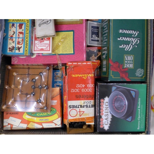 1258 - A large collection of mainly vintage board games and a Scalextric racing game, lacking lid, and buil... 