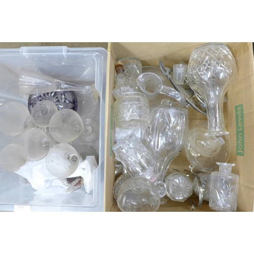 1270 - A collection of mixed glass including flash cut glass jar and model fish **PLEASE NOTE THIS LOT IS N... 