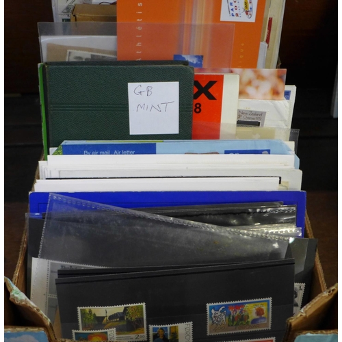 667 - Stamps; a box of stamps, covers, catalogues, etc.