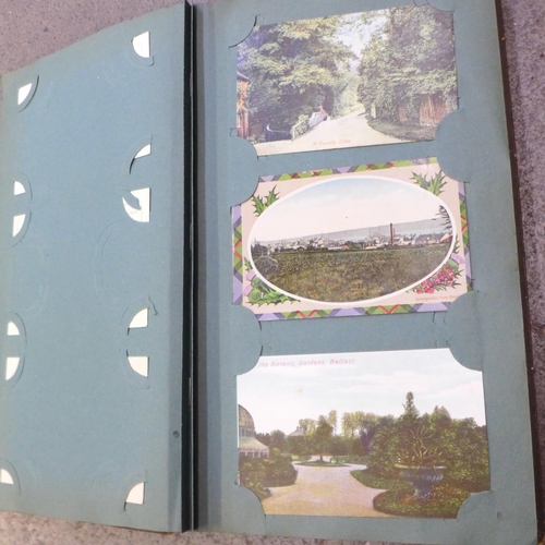 677 - Postcards; a vintage postcard album and collection (102 cards)