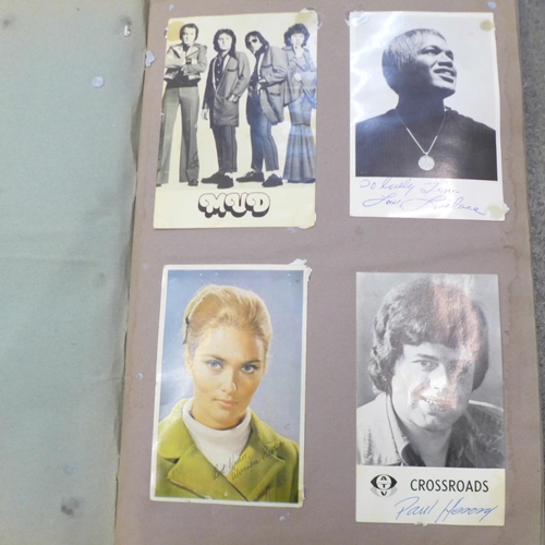 681 - A scrap book/autograph album including Bob Monkhouse, Gene Pitney and footballers Bobby Robson, Paul... 