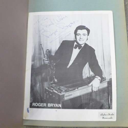 681 - A scrap book/autograph album including Bob Monkhouse, Gene Pitney and footballers Bobby Robson, Paul... 