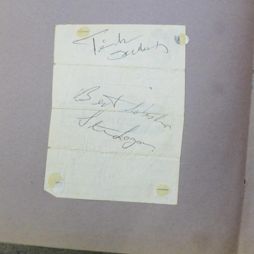 681 - A scrap book/autograph album including Bob Monkhouse, Gene Pitney and footballers Bobby Robson, Paul... 