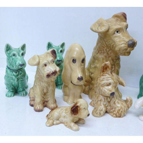 688 - A collection of fourteen Sylvac dog figures, two a/f