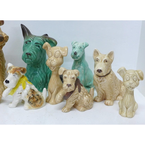 688 - A collection of fourteen Sylvac dog figures, two a/f