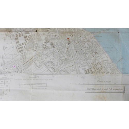 690 - A German WWII original bombing map of Birkenhead and Liverpool