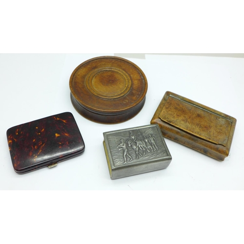 704 - Two snuff boxes and two matchbox and matchbook holders