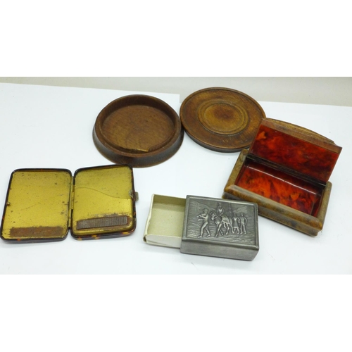 704 - Two snuff boxes and two matchbox and matchbook holders