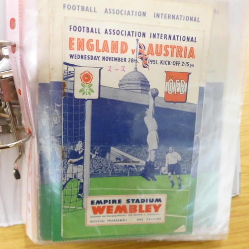 708 - Football programmes; Wembley matches, 1951 to 1980, with full international, schoolboy and amateur c... 