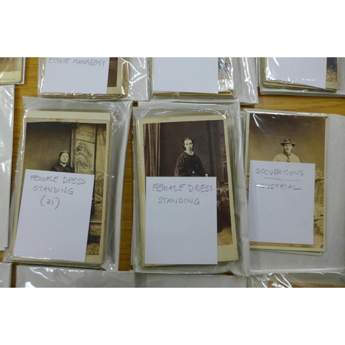 714 - A collection of approximately 500 circa 1900 photographs, cabinet cards, CDV's and Stereoview cards