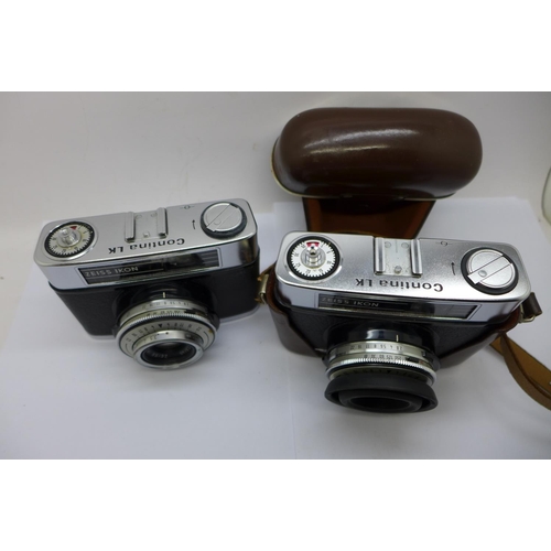 726 - Two Zeiss Ikon Contina LK cameras, one with case