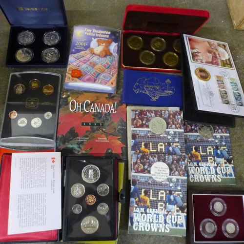 728 - Eight proof coin sets, Canada (4), IOM 1982 World Cup crowns, Channel Islands 4x Two Pounds, etc., p... 