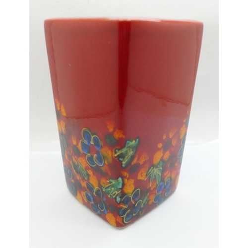 768 - Anita Harris studio pottery, square vase in the Easter Chick design, height 15cm, signed in gold on ... 