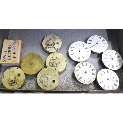 781 - A metal four drawer cabinet of pocket watch parts