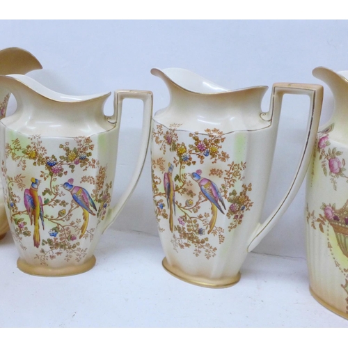 792 - Crown Devon Fieldings jugs, teapot and biscuit barrel