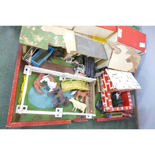 807 - A toy farm and toy zoo with plastic animals