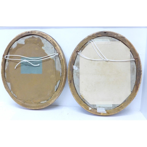 820 - A pair of French 19th Century photographic portraits of a man and woman, in gilt oval frames