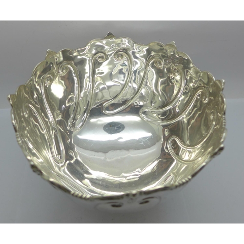 848 - A silver bowl, London 1908, 636g, diameter 20cm