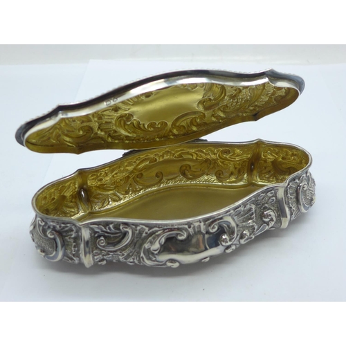 861 - A Victorian silver box with gilt interior, Chester 1896, William Neale, 130.6g, 15.5cm