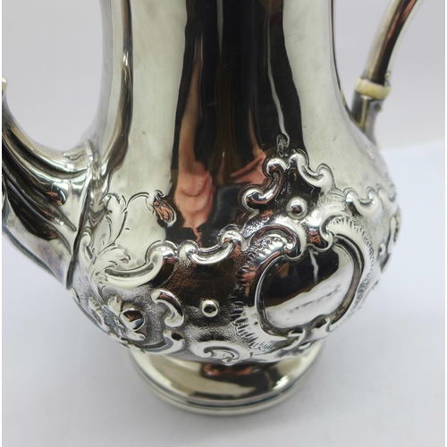 867 - An early Victorian silver coffee pot, Daniel and Charles Houle, London 1854, 542.5g