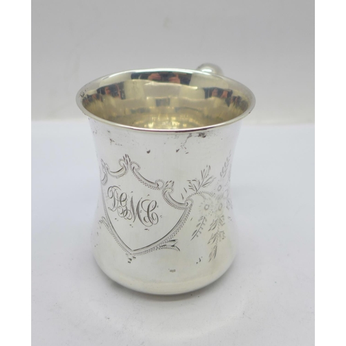 869 - A silver christening mug, with initials, Birmingham 1925, 44g