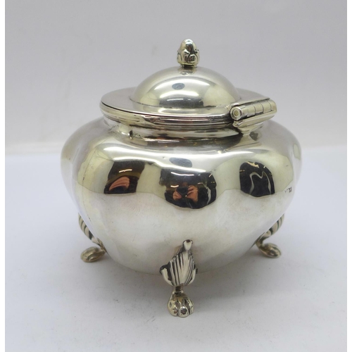 871 - A silver tea caddy, Birmingham 1907, 137g