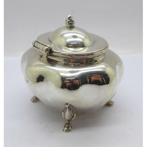 871 - A silver tea caddy, Birmingham 1907, 137g