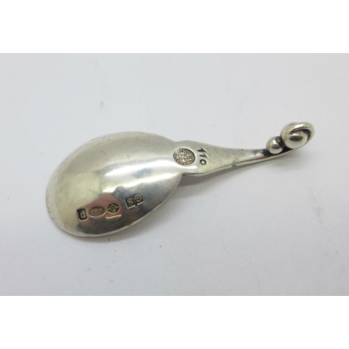 892 - A small Georg Jensen silver apothecary/salt spoon, London import mark for 1930 and Stockwell & Co. i... 