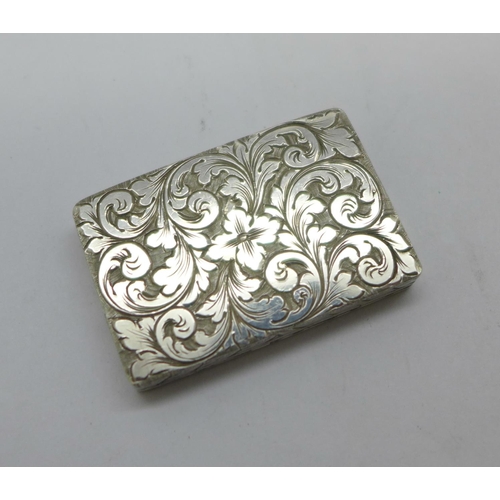 893 - A Victorian silver vinaigrette by Nathaniel Mills, Birmingham 1841, with initials, width 35mm