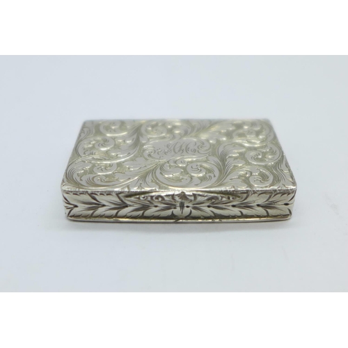 893 - A Victorian silver vinaigrette by Nathaniel Mills, Birmingham 1841, with initials, width 35mm