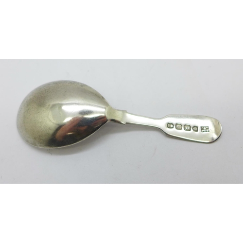 904 - A Georg IV silver caddy spoon with later decoration, London 1825, John, Henry and Charles Lias