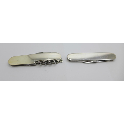 915 - Two silver mounted penknives