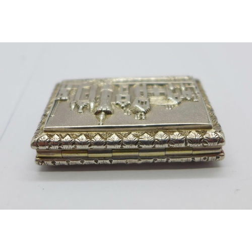 924 - A Victorian silver castle top vinaigrette depicting Abbotsford House by Gervase Wheeler, Birmingham ... 