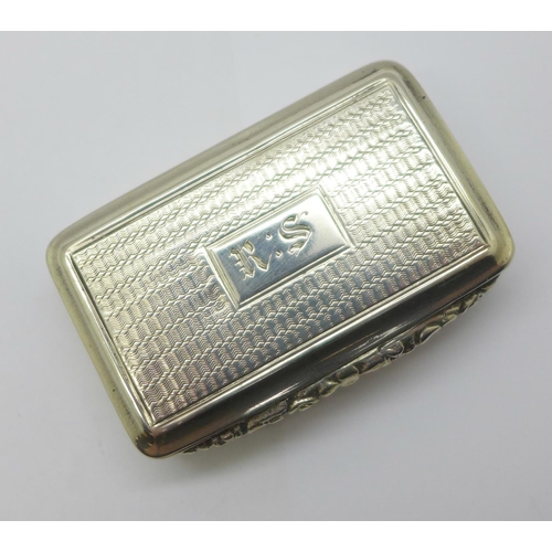 927 - A George IV silver snuff box, Birmingham 1828, width 53mm