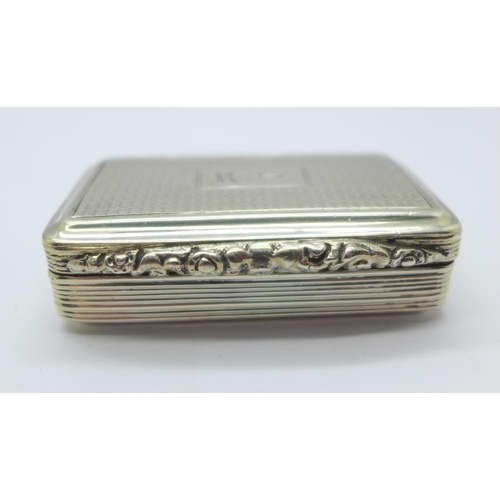 927 - A George IV silver snuff box, Birmingham 1828, width 53mm