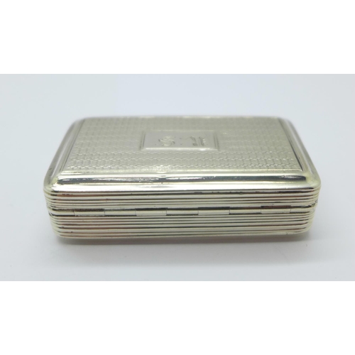 927 - A George IV silver snuff box, Birmingham 1828, width 53mm