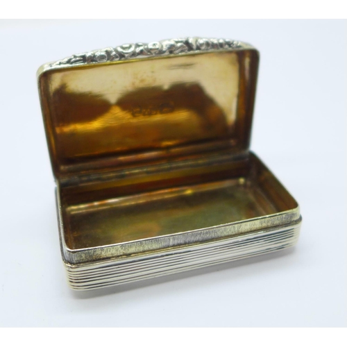 927 - A George IV silver snuff box, Birmingham 1828, width 53mm