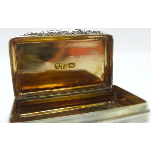 927 - A George IV silver snuff box, Birmingham 1828, width 53mm