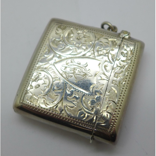 931 - A silver vesta case, Birmingham 1914, Smith & Bartlam