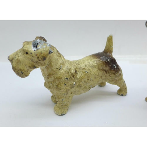 948 - Three cold painted dog figures, a/f