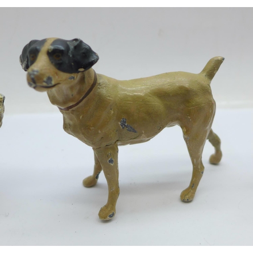 948 - Three cold painted dog figures, a/f