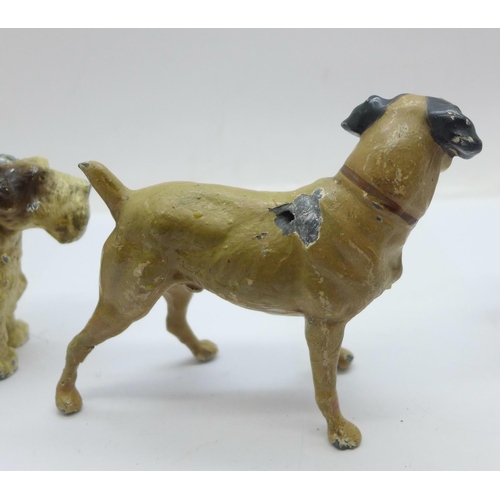 948 - Three cold painted dog figures, a/f