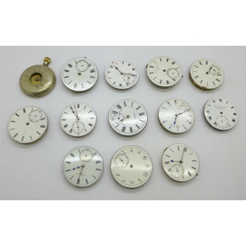 973 - Thirteen pocket watch movements