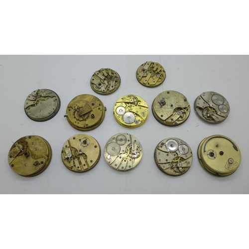 980 - Twelve pocket watch movements