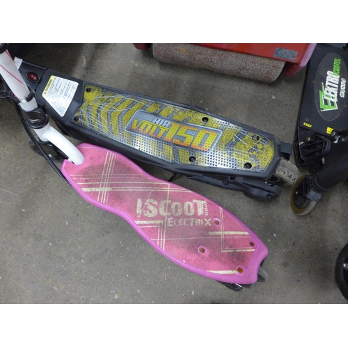 2323 - 2 Electric scooters - 1 iScoot (pink), 1 Air Volt 150 - both with batteries, no chargers