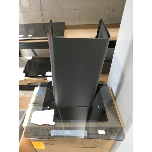 3081 - CDA H1020xW600xD500 Curved Glass Chimney Cooker Hood - Black - model no.:- ECP62BL, RRP £195 inc. VA... 