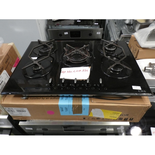 3100 - CDA H44xW700xD515 Gas-on-Glass 5 Burner Hob - Black Glass - model no.:- HVG720BL, RRP £279 inc. VAT ... 