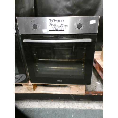 3361 - Zanussi H589xW594xD568 Single Multifunction Pyrolytic Oven - model no.:- ZOP37982XK, RRP £395 inc. V... 