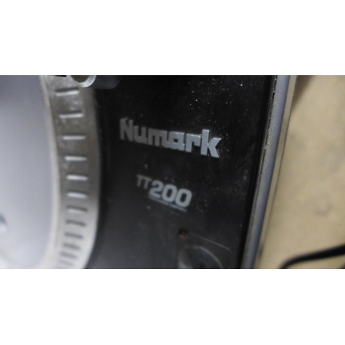 2288 - 2 Numark DJ turntables, TT200 failed electrical testing - earth continuity - scrap, TT1625 missing c... 